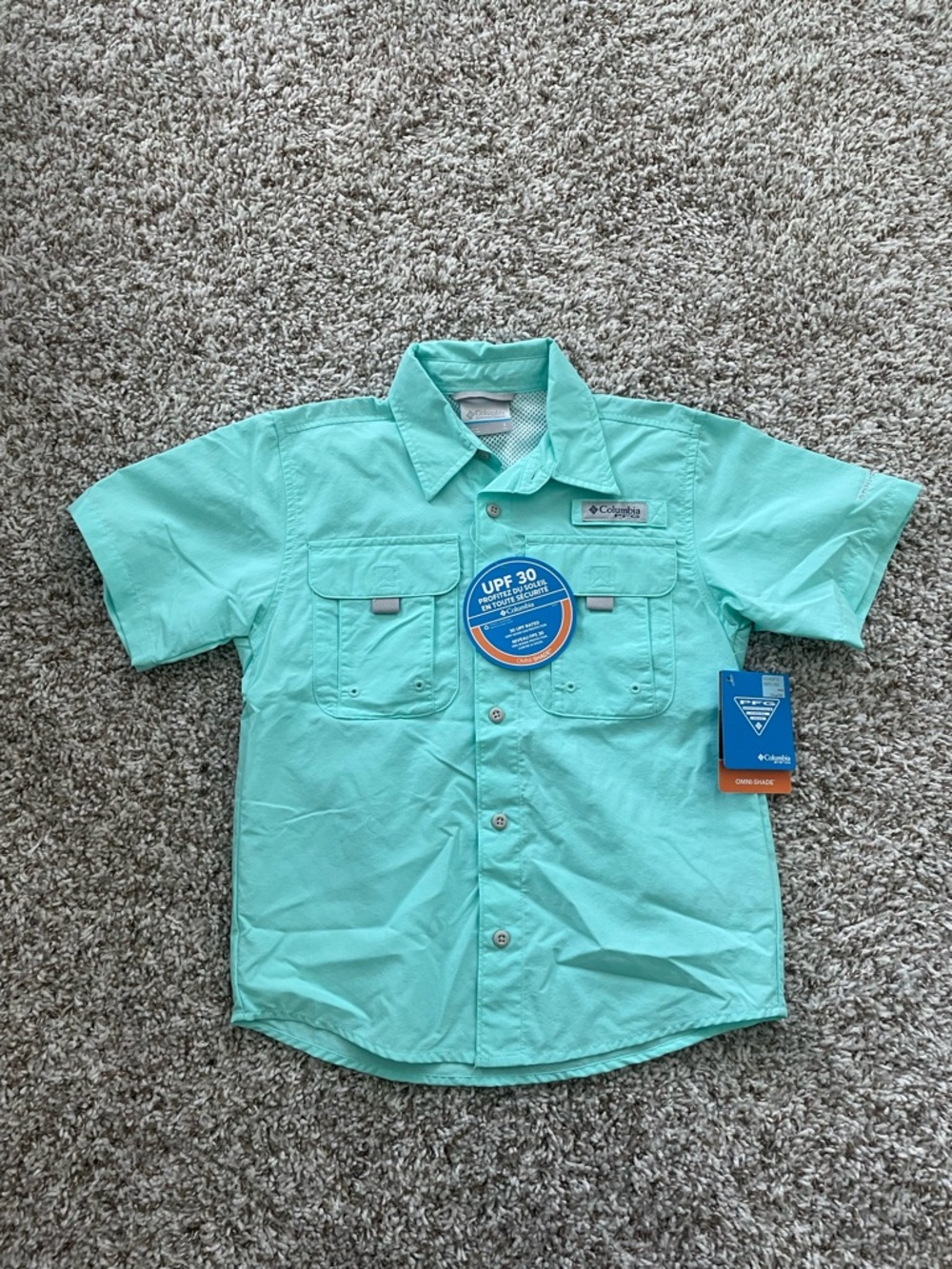 NWT Columbia Bahama Short Sleeve UPF Shirt Boy’s Size Small